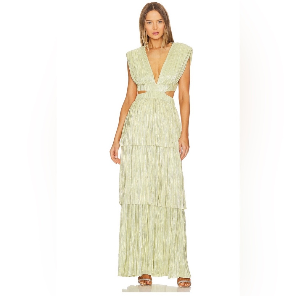 Sabrina Musayev Athena Metallic Mint Green Gown